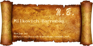 Milkovich Barnabás névjegykártya